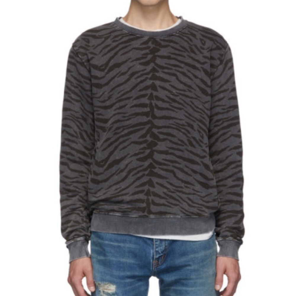 Saint Laurent Grey Zebra Print Sweatshirt